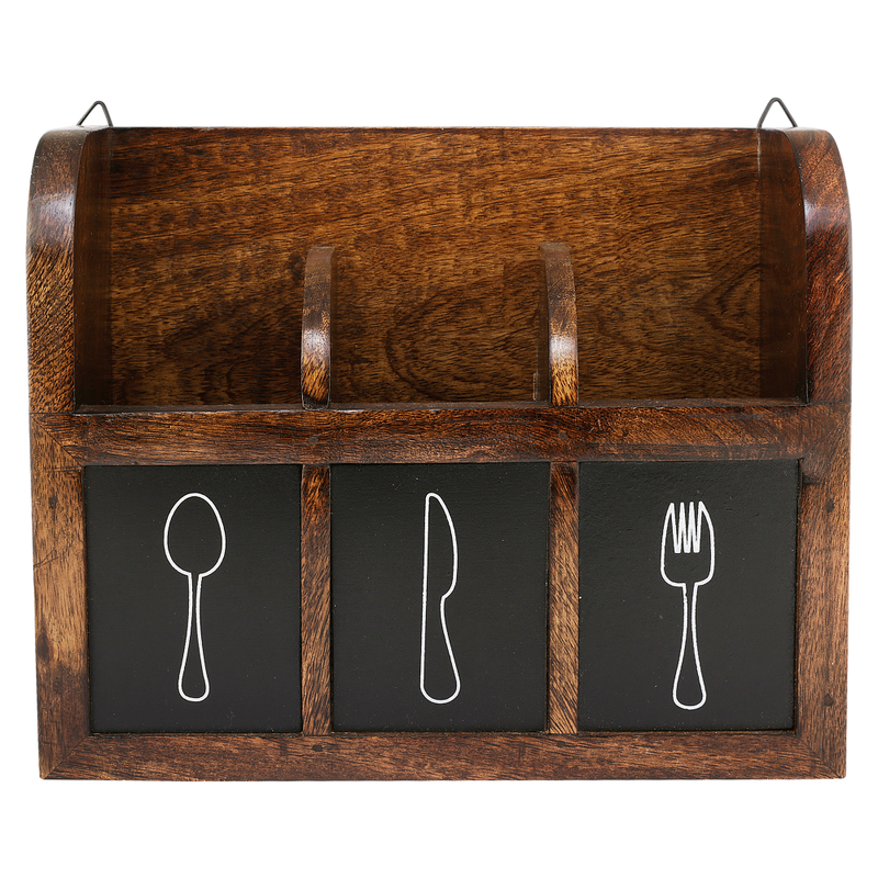 Vintage Table Top/Wall Mounted Cutlery Holder - Mango Wood