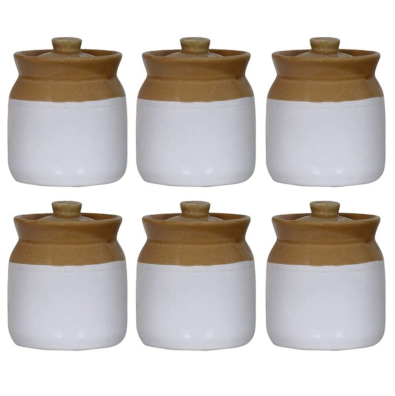 RAJ ROYAL Ceramic Storage Jar - 6 Pieces, White;Brown