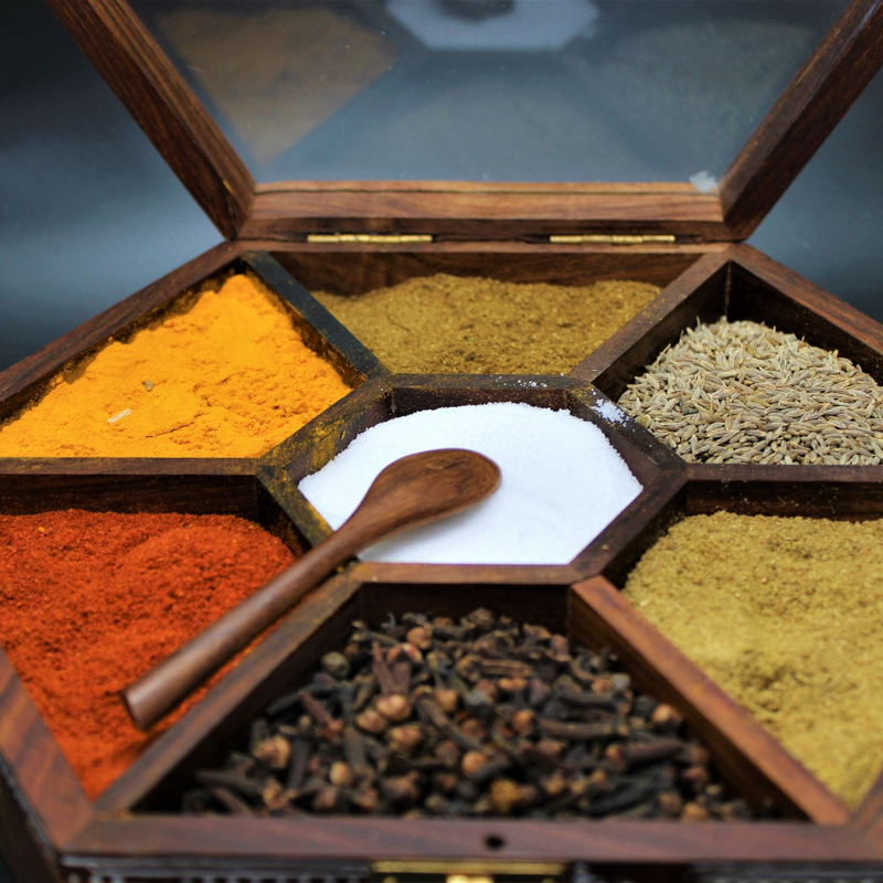 Anayra's Handcrafted & Hand Painted Hexagon Shaped Spice Box