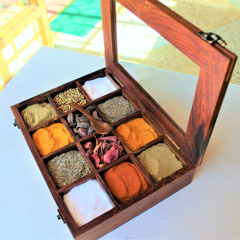 Anayra's Handcrafted Sheesham Wood Spice Box